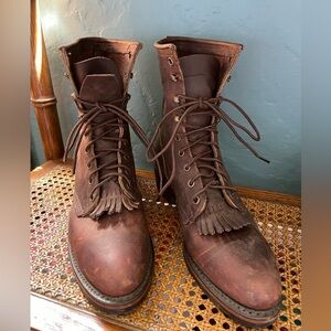 Santa Fe Boot Co Brown Leather Kiltie Lace-up Work Boot Size Women’s 9